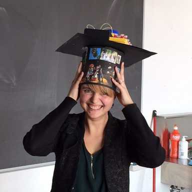 Sarah Heub with her PhD hat