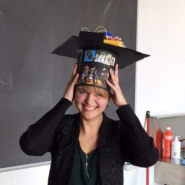 Sarah Heub with her PhD hat